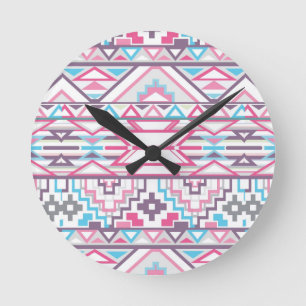 Horloge Ronde Motif aztèque géométrique Abstrait 3