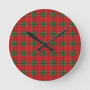 Horloge Ronde Motif carreau rouge de Noël Conception festive e