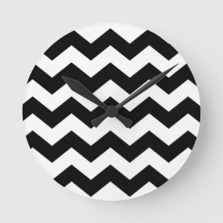 Horloge Ronde Motif Chevron noir et blanc