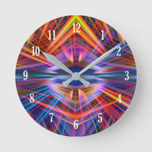 Horloge Ronde Motif coloré de faisceaux lumineux