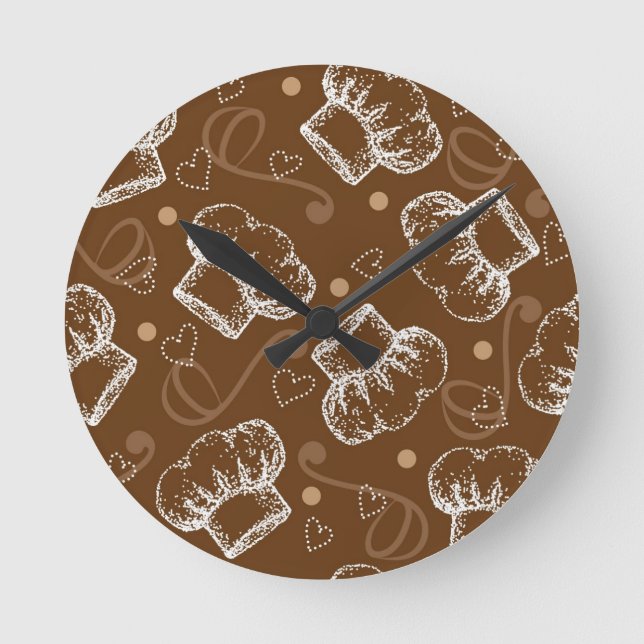 Horloge Ronde motif cuisine avec chef casquette (Recto)