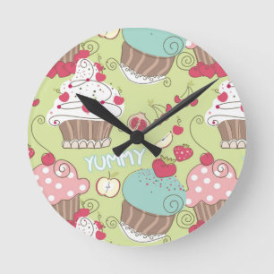 Horloge Ronde Motif Cupcake