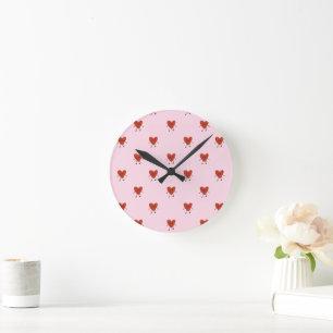 Horloge Ronde Motif d'amour sans couture de cœurs rouges mignons