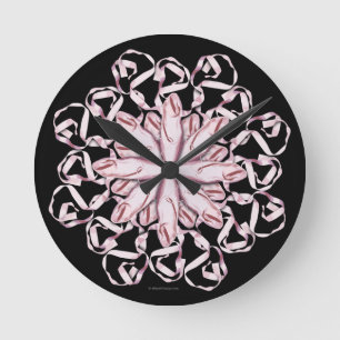 Horloge Ronde Motif de ballet (rose)