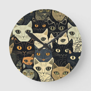 Horloge Ronde Motif de chat Artsy