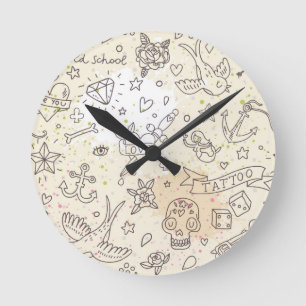 Horloge Ronde Motif de concept de tatouage