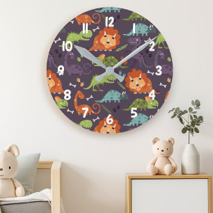 Horloge Ronde Motif de décoration de chambre de garçons avec din