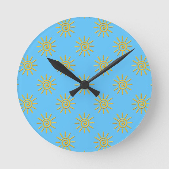 Horloge Ronde motif de dessin 3D Jaune Sun (Recto)