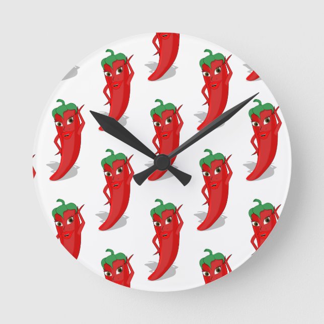 Horloge Ronde Motif de dessin animé Red Pepper Diva (Recto)