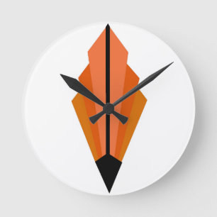 Horloge Ronde Motif de fan d'art déco dans l'orange