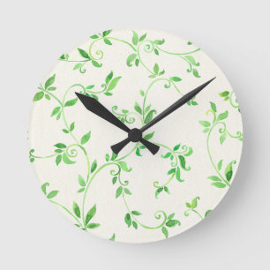 Horloge Ronde Motif de feuille d'aquarelle
