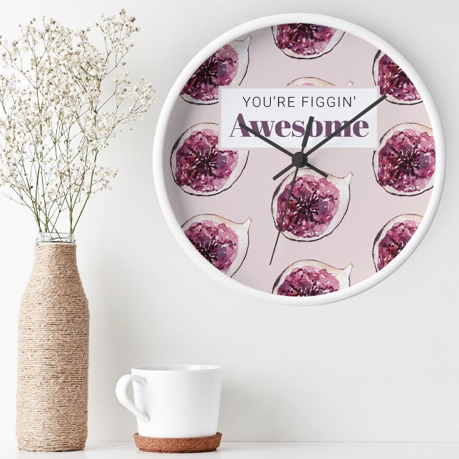 Horloge Ronde Motif de Fig violet moderne & Vous êtes Figgin' Aw (Créateur téléchargé)