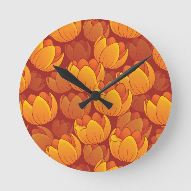 Horloge Ronde Motif de fleurs d'or (Recto)