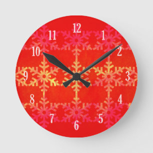 Horloge Ronde Motif de flocon de Noël