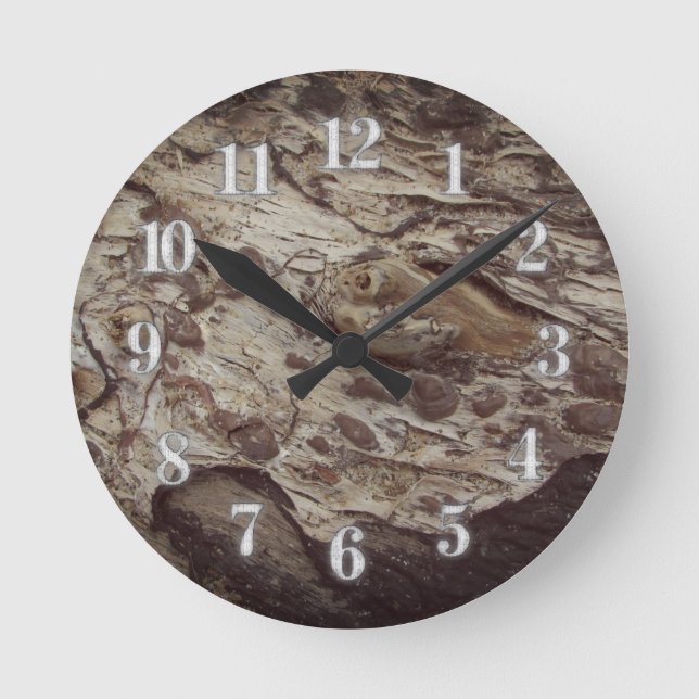 Horloge Ronde Motif de grains de bois franc Photo de bois rustiq (Recto)