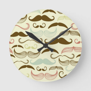 Horloge Ronde Motif de moustache, rétro style 4