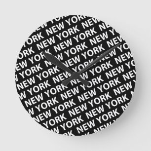 Horloge Ronde Motif de New York blanc