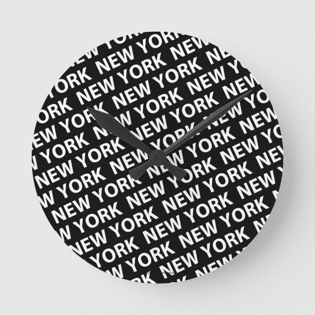 Horloge Ronde Motif de New York blanc (Recto)