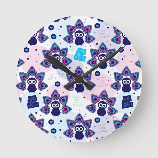 Horloge Ronde motif de paon indien exotique (Recto)