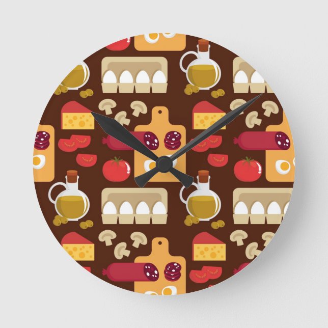 Horloge Ronde Motif de pizza (Recto)