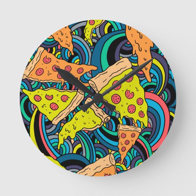 Horloge Ronde Motif de pizza (Recto)
