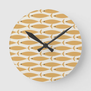 Horloge Ronde Motif de poisson minimaliste moderne du milieu du 