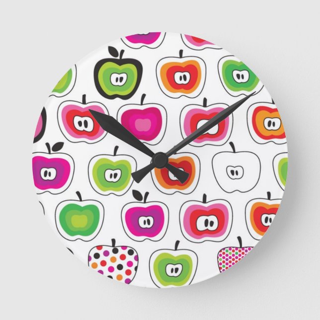 Horloge Ronde Motif de pomme rétro mignon (Recto)