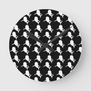 Horloge Ronde Motif de requin-baleine noire et blanche Ombre