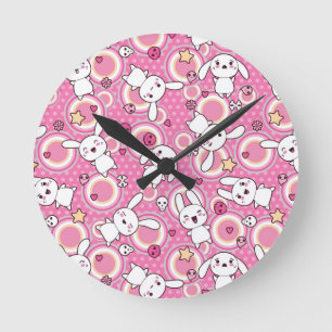 Horloge Ronde motif de rose de kawaii