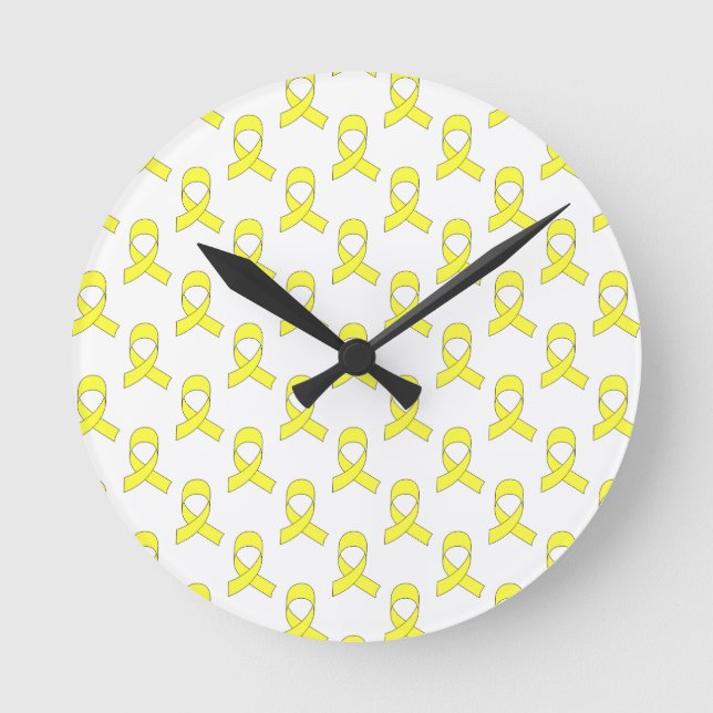 Horloge Ronde Motif de ruban jaune (Recto)