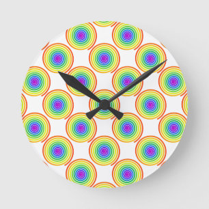 Horloge Ronde Motif de spirale arc-en-ciel