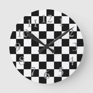 Horloge Ronde Motif de tableau de contrôle de contraste noir/bl