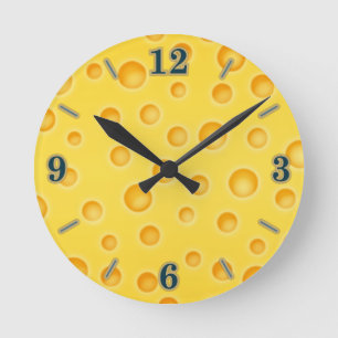Horloge Ronde Motif de texture de Cheezy de fromage suisse