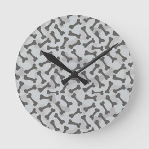 Horloge Ronde Motif de texture osseuse Niveaux de gris