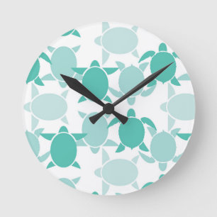 Horloge Ronde Motif de tortue turquoise