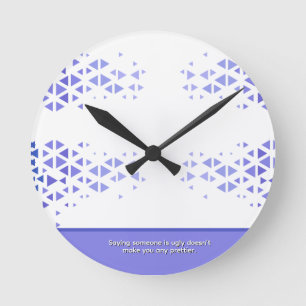 Horloge Ronde Motif de triangle coloré unique & citations