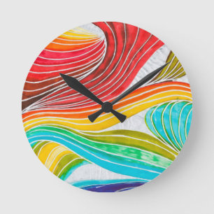 Horloge Ronde Motif de vague dessiné par des peintures