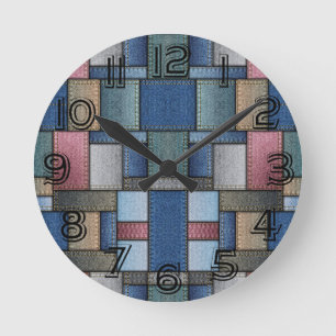 Horloge Ronde Motif Denim
