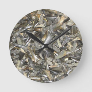 Horloge Ronde motif des dents de requin fossile