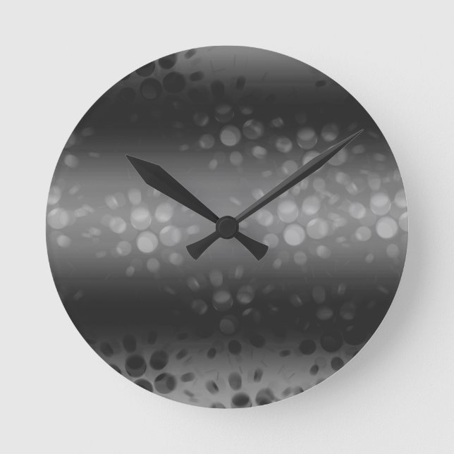 Horloge Ronde Motif des éclats pointus - Noir, Gris, Blanc (Recto)