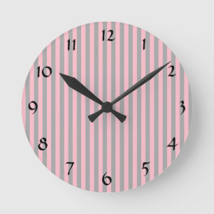 Horloge Ronde Motif des rayures rose et gris