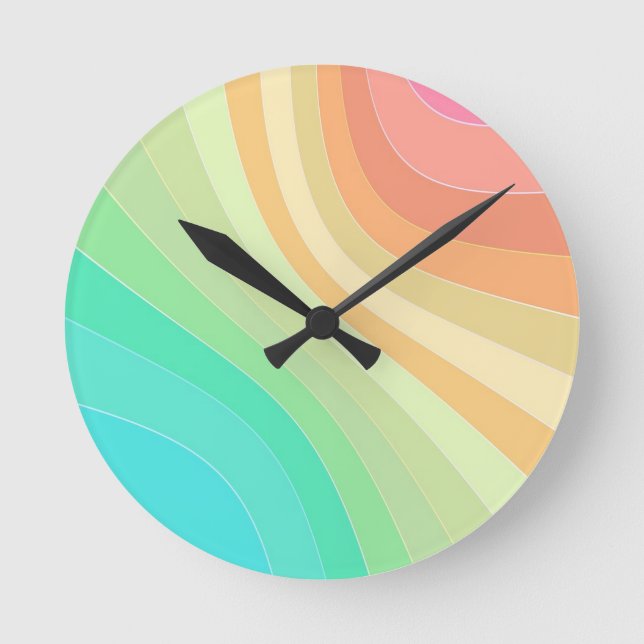 Horloge Ronde Motif des vagues arc-en-ciel Pastel (Recto)