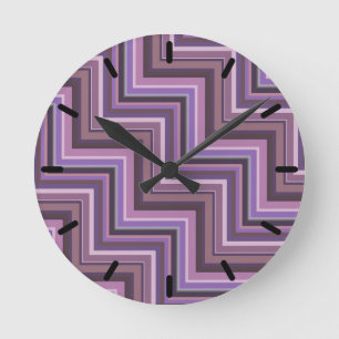 Horloge Ronde Motif d'escaliers à rayures mauve