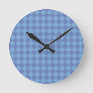 Horloge Ronde Motif Diamond du Vérificateur bleu