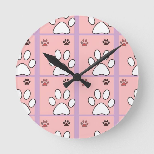 Horloge Ronde Motif Dog Paw (Recto)