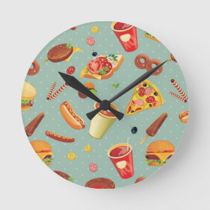 Horloge Ronde Motif élégant d'aliments de préparation rapide