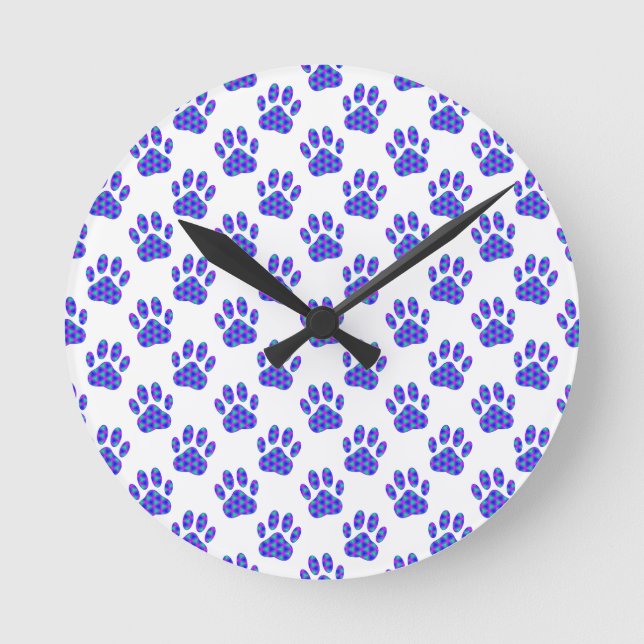Horloge Ronde Motif Empreinte de patte cosmique (Recto)