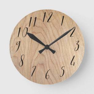 Horloge Ronde Motif en bois brut moderne rustique imprimé