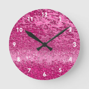 Horloge Ronde Motif en mosaïque rose
