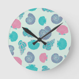 Horloge Ronde Motif en pastel 1 de coquillage